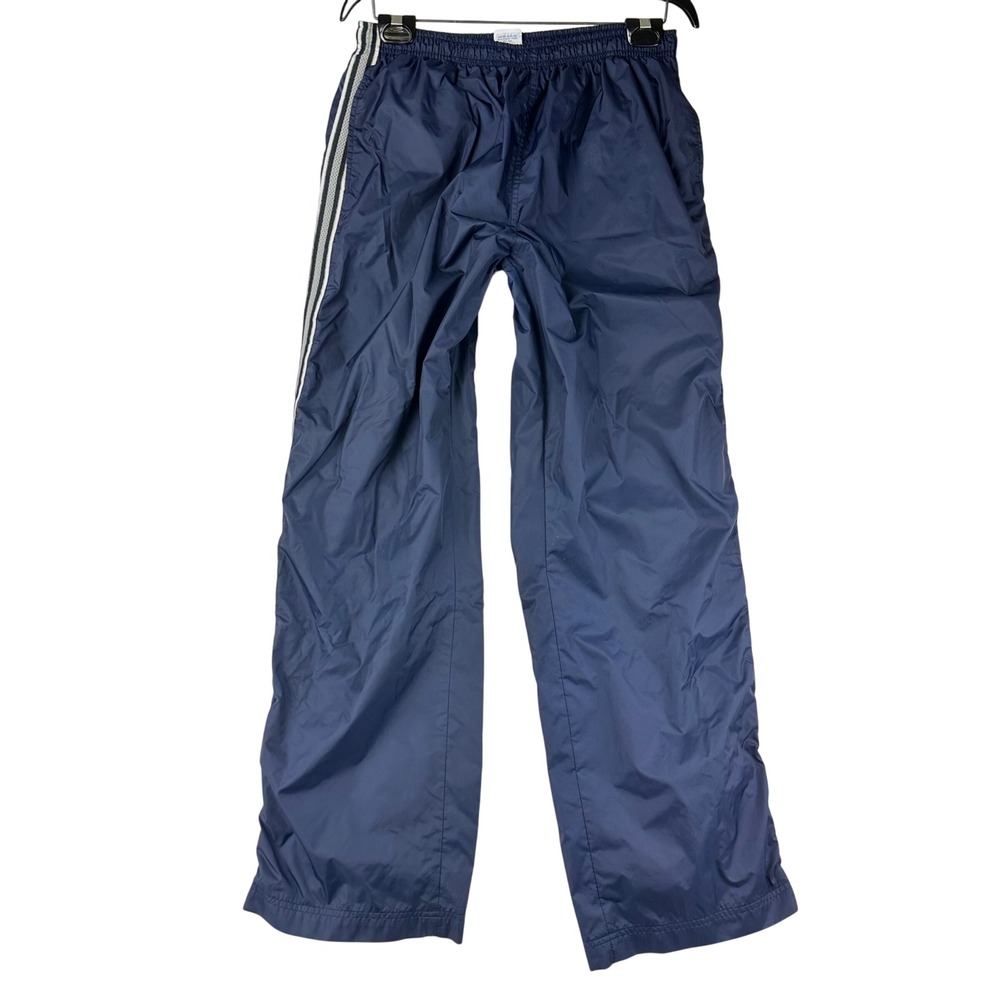 Y2K Old Navy Track Pants Mens Relaxed L Navy Blue Windbreaker Side Stripe Nylon